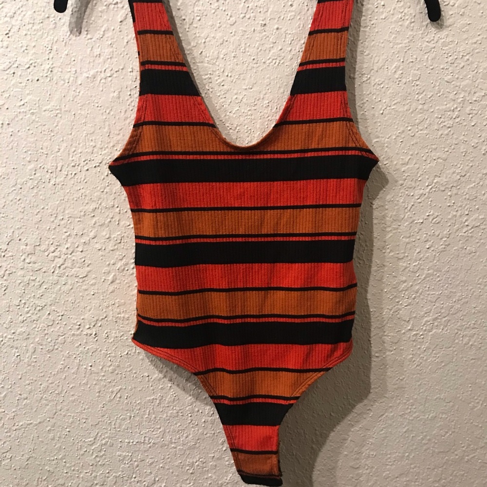 Free People Red Striped Bodysuit